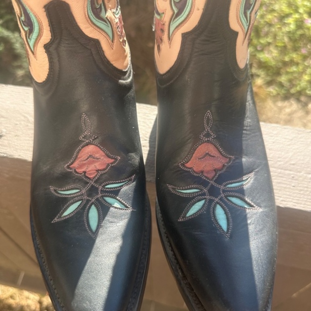 NWT ! Vintage Lucchese Art Nouveau Floral Cowgirl Boots Made in Mexico Size 8! - Picture 5 of 15